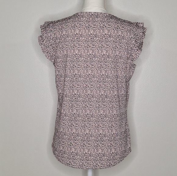 Adrianna Papell V-Neck Top With Pleated Flutter Sleeves - Picture 3 of 12